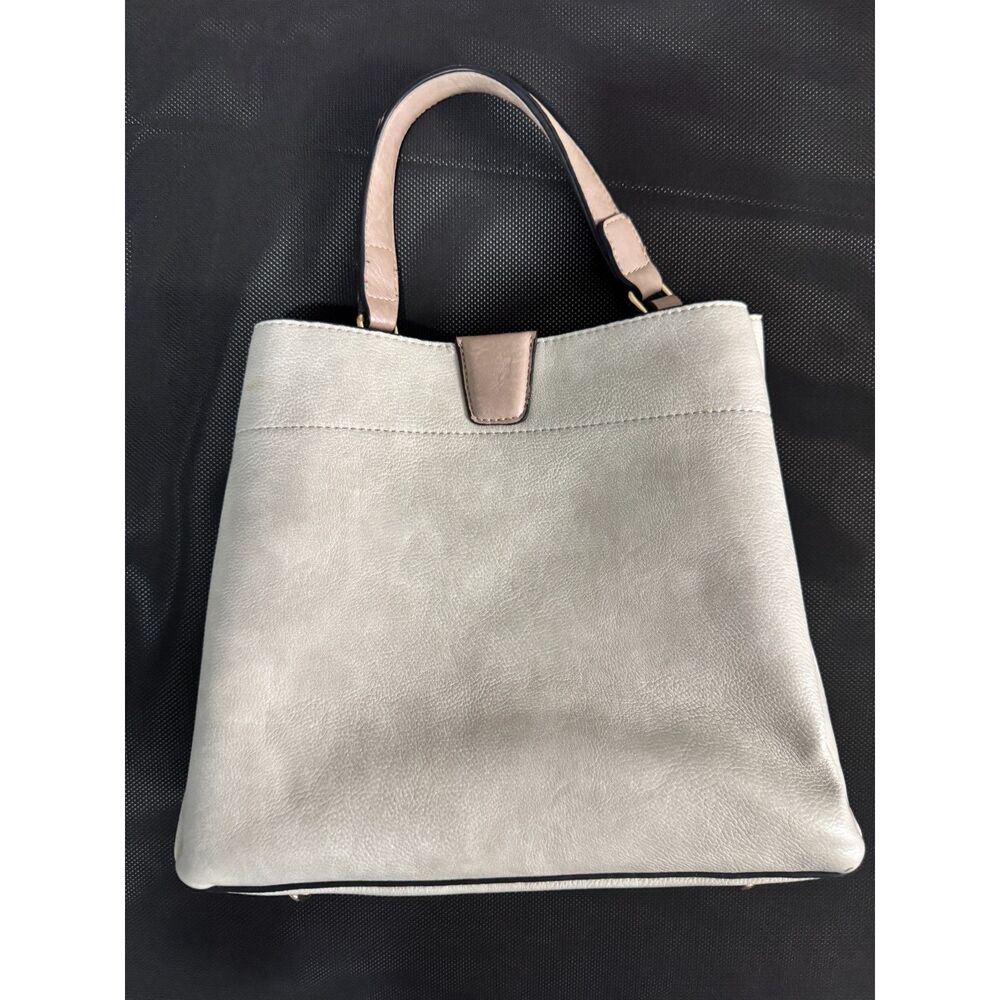 Jen & Co. Tati Vegan Leather Satchel Purse in Warm Grey / Taupe